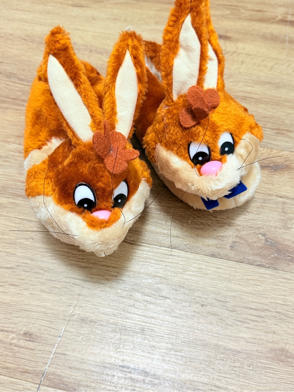 Kids Plush Nesquick Bunny Slippers in Orange - Soft Cozy